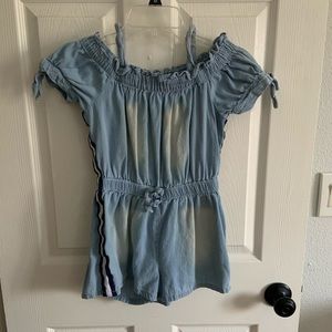 Girls Distressed Denim Romper